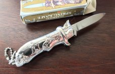 Vintage Miniature Out The Front Keychain Switchblade Knife With Original Box, Unused 
