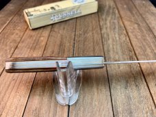 Russell Green River Works, by Boker Solingen Germany, Brown Sawcut Bone Spear Main Blade Russell Green River Works, by Boker Solingen Germany, Brown Sawcut Bone Spear Main Blade