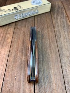 Russell Green River Works, by Boker Solingen Germany, Brown Sawcut Bone Spear Main Blade Russell Green River Works, by Boker Solingen Germany, Brown Sawcut Bone Spear Main Blade