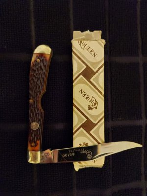 1982 Queen Stainless #9130 Delrin Slimline Trapper Farmer's Jack Knife 