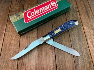 Coleman Seki Japan Mini Trapper Blue Jigged Bone Handles