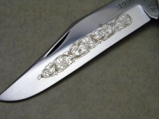 Kabar Olean, NY Green Bone Etched CK-96 Folding Hunter Knife c.1996