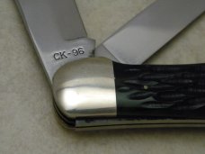 Kabar Olean, NY Green Bone Etched CK-96 Folding Hunter Knife c.1996