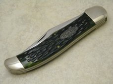 Kabar Olean, NY Green Bone Etched CK-96 Folding Hunter Knife c.1996