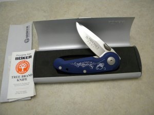 Boker Solingen Germany "The Space Odyssey" Blue Linerlock Knife in Box