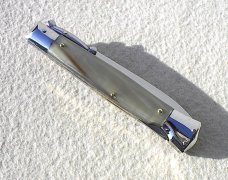 NEW OLD STOCK 1980's ITALIAN STILETTO 9" GENUINE BRAZILIAN HORN SWING GUARD LOCK BACK