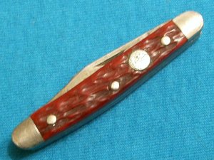 VINTAGE UNITED BOKER GERMANY JIGGED RED BONE STOCKMAN JACK PEN FOLDING POCKET KNIFE KNIVES OLD