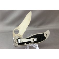 SPYDERCO C90PS Stretch # 028, Single Blade Lockback Knife, Non-Slip Handle Inserts, & Orig Box 