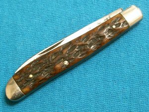 VINTAGE JIGGED BONE VAUGHN INDIANAPOLIS USA PEANUT DOGLEG JACK FOLDING POCKET KNIFE KNIVES OLD
