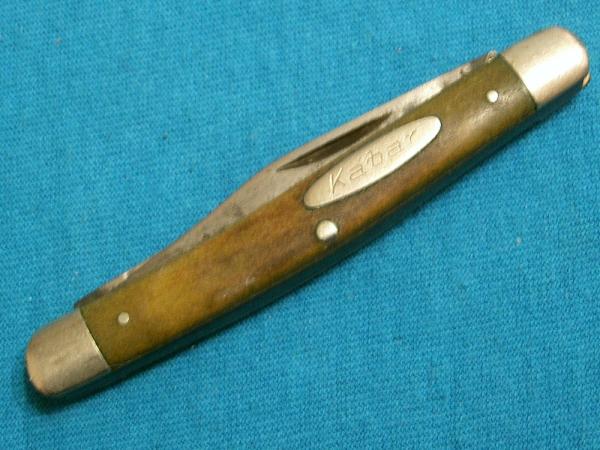 ANTIQUE VINTAGE KABAR KA-BAR BONE HANDLE SERPENTINE STOCKMAN FOLDING POCKET KNIFE KNIVES OLD