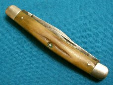 ANTIQUE VINTAGE KABAR KA-BAR BONE HANDLE SERPENTINE STOCKMAN FOLDING POCKET KNIFE KNIVES OLD
