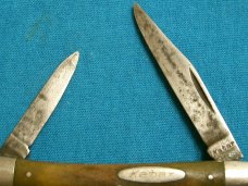 ANTIQUE VINTAGE KABAR KA-BAR BONE HANDLE SERPENTINE STOCKMAN FOLDING POCKET KNIFE KNIVES OLD
