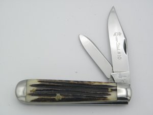 Queen Cutlery #10 Heavy Jack:  3 5/8” closed, 1958-1960, genuine Winterbotton bone handles