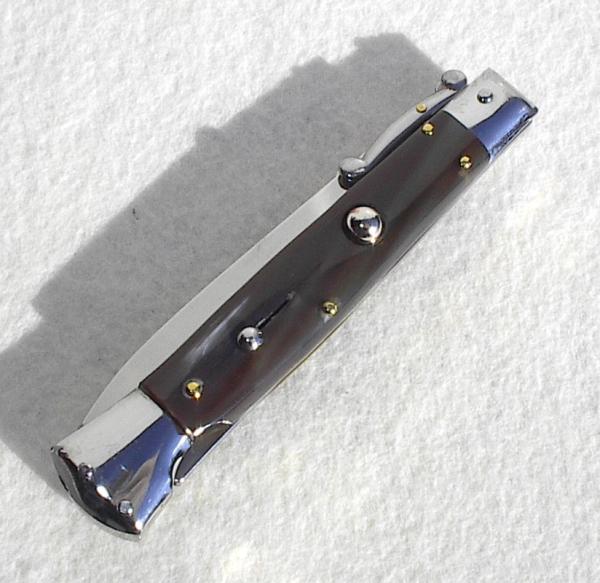 NEW OLD STOCK 1980's ITALIAN STILETTO 9" GENUINE BRAZILIAN HORN SWING GUARD LOCK BACK 