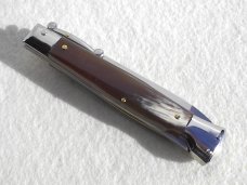 NEW OLD STOCK 1980's ITALIAN STILETTO 9" GENUINE BRAZILIAN HORN SWING GUARD LOCK BACK 