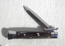 NEW OLD STOCK 1980's ITALIAN STILETTO 9" GENUINE BRAZILIAN HORN SWING GUARD LOCK BACK 