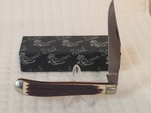 Queen Cutlery Co. Slimline Trapper with Imitation Winterbottom Bone handles. MIB