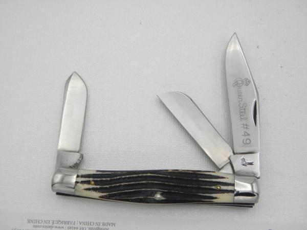 Queen Cutlery #49 GLAZED Winterbottom Bone: 4 1/4” closed, 1958 , Queen Cutlery #49 GLAZED Winterbottom Bone: 4 1/4” closed, 1958 ,