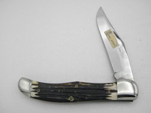 Queen Cutlery Co. #44 One Blade Folding Hunter in Winterbottom Bone: 5 1/4” closed;