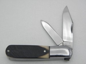 Queen Cutlery #22 Barlow saw cut imitation bone:  3 1/2” closed, late 1950s, 