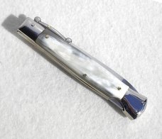 NEW OLD STOCK 1980's ITALIAN STILETTO 9" GENUINE BRAZILIAN HORN SWING GUARD LOCK BACK 