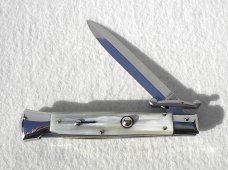 NEW OLD STOCK 1980's ITALIAN STILETTO 9" GENUINE BRAZILIAN HORN SWING GUARD LOCK BACK 