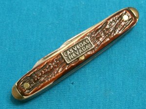 VINTAGE COLONIAL USA LAS VEGAS NEVADA SOUVENIR ADVERTISING PEN JACK FOLDING POCKET KNIFE KNIVES OLD