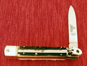 HUBERTUS Solingen Geschmiedet Rostfrei Germany AUTOMATIC SWITCHBLADE Lever Lock Prime Stag Knife