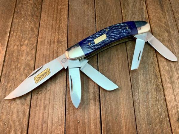 Coleman Seki Japan Made 5 Blade Sowbelly Blue Jigged Bone