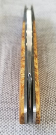 Steve Vanderkolff Maple Burl Native, 4" cl,he uses dot system for pulls. Just in. CPM-154 ,great 