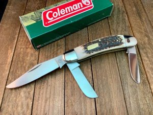 Coleman Seki Japan Made 3 Blade Sowbelly Stockman Stag