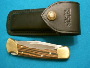 FINGER GROOVE BUCK 110 USA LOCKBACK FOLDING HUNTER HUNTING SKINNING POCKET KNIFE KNIVES SHEATH