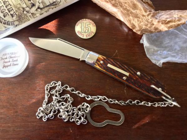 Great Eastern Cutlery Tidioute #151118B&C Boys Knife, Dark Chestnut Peach Seed Handle, New (GEC 15) Great Eastern Cutlery Tidioute #151118B&C Boys Knife, Dark Chestnut Peach Seed Handle, New (GEC 15)