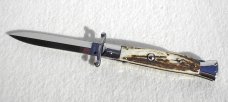 NEW OLD STOCK ITALIAN STILETTO 9" GENUINE STAG SWING GUARD LOCK BACK 