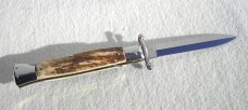 NEW OLD STOCK ITALIAN STILETTO 9" GENUINE STAG SWING GUARD LOCK BACK 