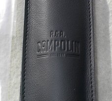 NEW BLACK ITALIAN LEATHER AGA CAMPOLIN ITALY EMBOSSED SWITCHBLADE KNIFE POUCH MEDIUM ( 10" - 11" )