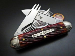 Great Eastern Cutlery #35 Beer & Sausage Bar Tool Knife Autumn Leaf Jigged Bone GEC 352320