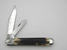 Queen Cutlery Co. #28 English Jack in Winterbottom Bone: 4 1/2” closed; 1958 - 1960 Queen Cutlery Co. #28 English Jack in Winterbottom Bone: 4 1/2” closed; 1958 - 1960