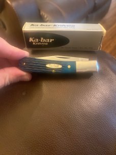 New 1990 KA-BAR Blue Bent Barlow With Two Blades In The Original Box New 1990 KA-BAR Blue Bent Barlow With Two Blades In The Original Box