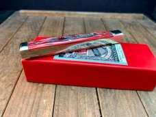 Robeson Shuredge, by Queen, 2 Blade Doctor Knife Red Bone Stag Robeson Shuredge, by Queen, 2 Blade Doctor Knife Red Bone Stag