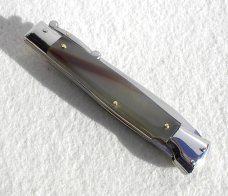 NEW OLD STOCK 1980's ITALIAN STILETTO 9" GENUINE BRAZILIAN HORN SWING GUARD LOCK BACK 