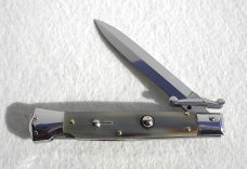 NEW OLD STOCK 1980's ITALIAN STILETTO 9" GENUINE BRAZILIAN HORN SWING GUARD LOCK BACK 