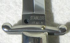 NEW OLD STOCK 1980's ITALIAN STILETTO 9" GENUINE BRAZILIAN HORN SWING GUARD LOCK BACK 