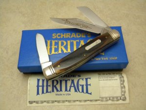 Schrade+ NY USA Heritage 8801 Smooth Bone Stockman Knife in Box