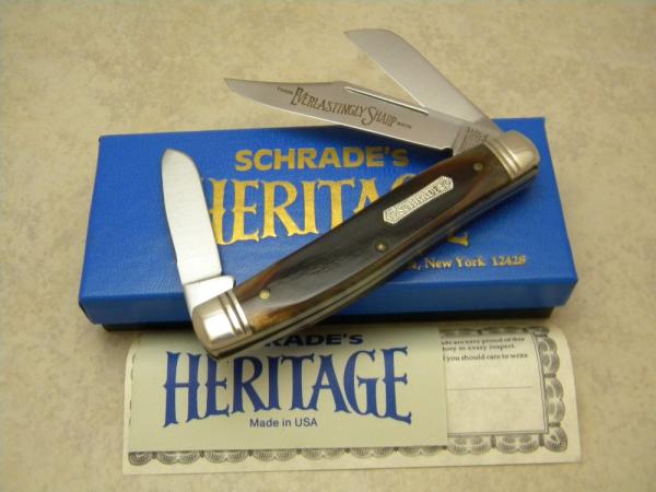 Schrade+ NY USA Heritage 8801 Smooth Bone Stockman Knife in Box Schrade+ NY USA Heritage 8801 Smooth Bone Stockman Knife in Box