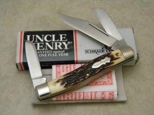 Schrade + USA 885UH Uncle Henry Staglon King Ranch Stockman Knife in Box