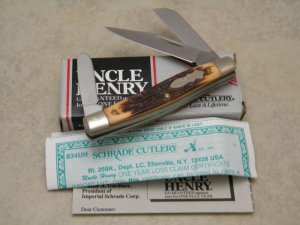Schrade + USA 834UH Uncle Henry Staglon Trailmaster Stockman Knife - NIB