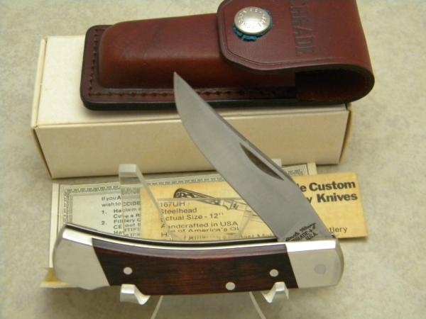 Schrade + USA LB5 Wood Uncle Henry Smokey Folding Lockback Knife & Pouch in Box Schrade + USA LB5 Wood Uncle Henry Smokey Folding Lockback Knife & Pouch in Box
