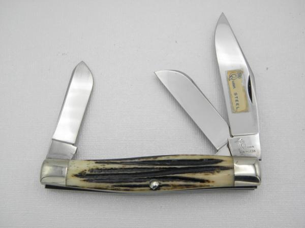 Queen Cutlery #49 Large Stockman Winterbottom Bone: 4 1/4” closed, 1951 - 1954, Queen Cutlery #49 Large Stockman Winterbottom Bone: 4 1/4” closed, 1951 - 1954,