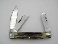 Queen Cutlery #49 Large Stockman Winterbottom Bone: 4 1/4” closed, 1951 - 1954, Queen Cutlery #49 Large Stockman Winterbottom Bone: 4 1/4” closed, 1951 - 1954,